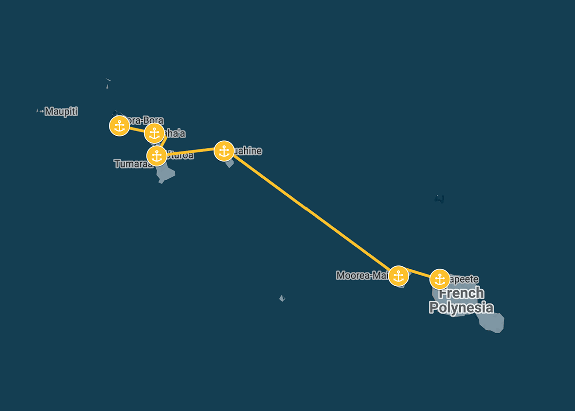 Tahiti to Bora Bora Yacht Charter Itinerary | 8 Days / 7 Nights